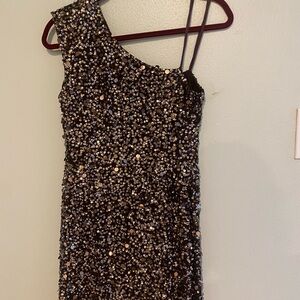 Elegant bronze Adriana Papell Sequin evening Dress